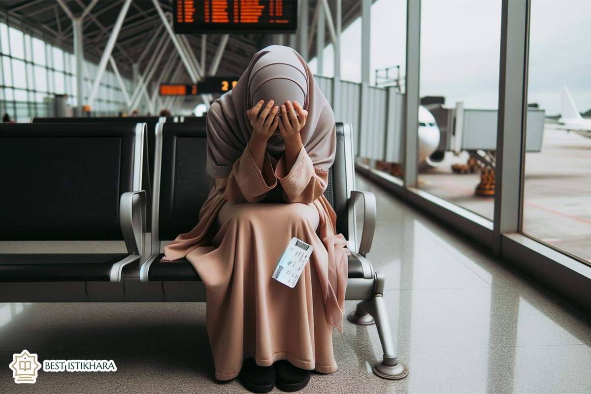 Muslim woman is missing a flight
