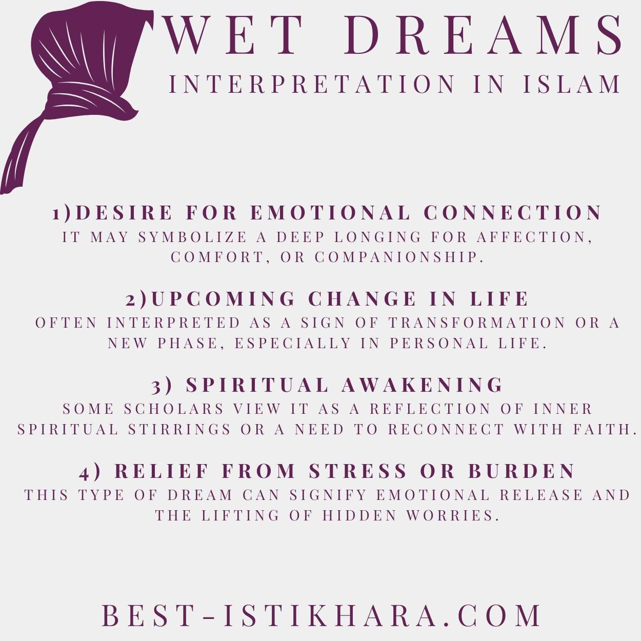 Wet dreams interpretation in Islam for women.