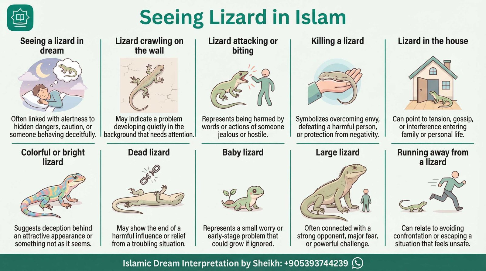 Seeing Lizard in Islamic Dream Infographics