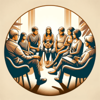 An icon for 'Family Therapy' using the same style as the previously created 'Individual Therapy' icon. This icon should depict a realistic scene of a (1)